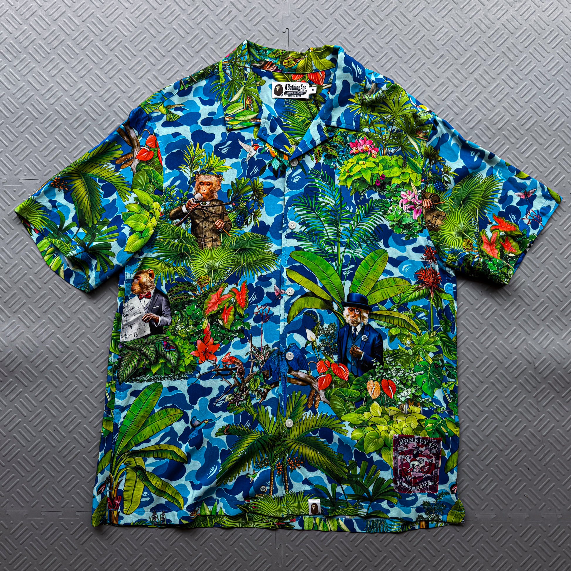 Bape x Monkey 47 Button Up Shirt Blue (L)