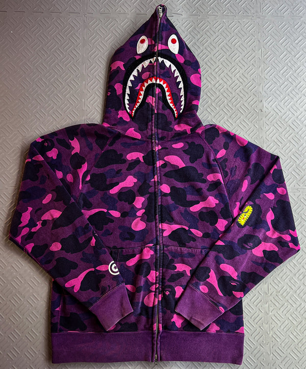 Bape Purple Camo PONR Frankenstein Shark Hoodie (L)