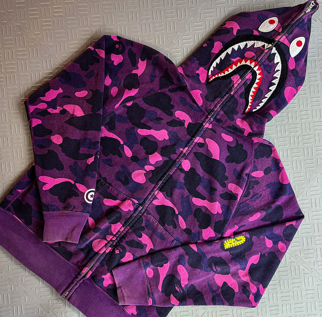 Bape Purple Camo PONR Frankenstein Shark Hoodie (L)