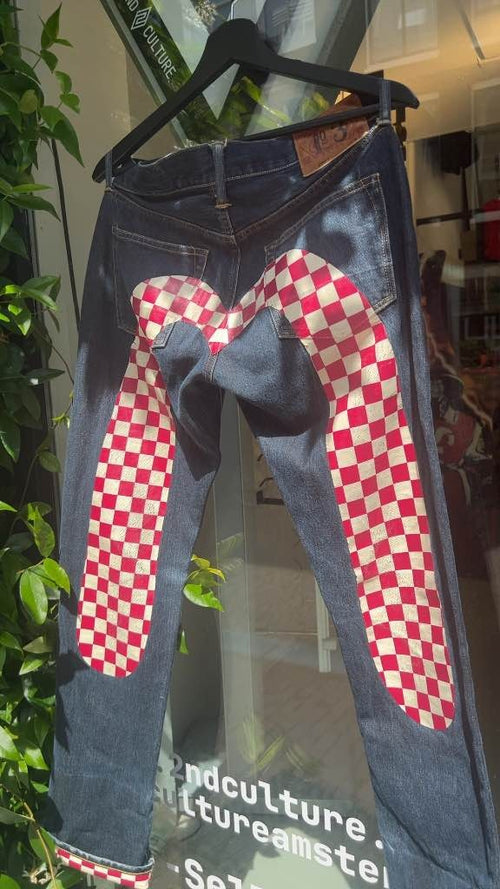 Evisu Red White Checkered Daicock Jeans (29x34)