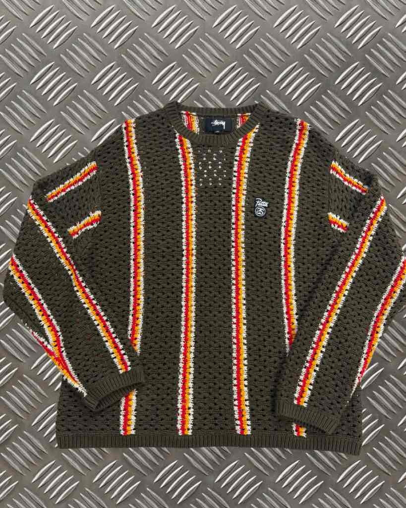 Patta x Stussy Green Yellow Knit Sweater (M)