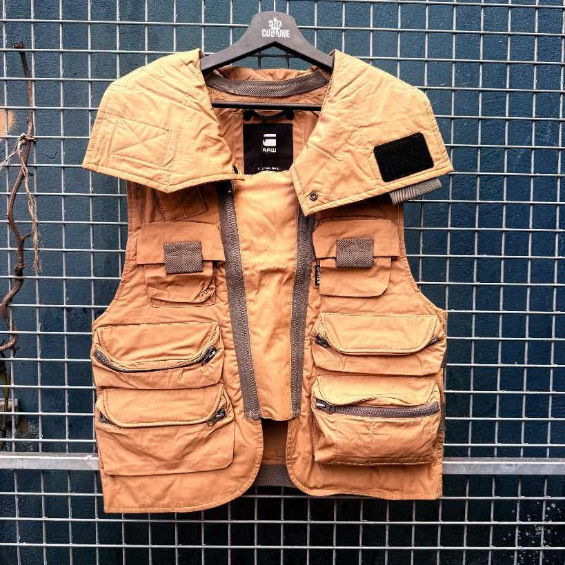 Gstar Mult Pocket Poplin Vest Beige NWT (S)