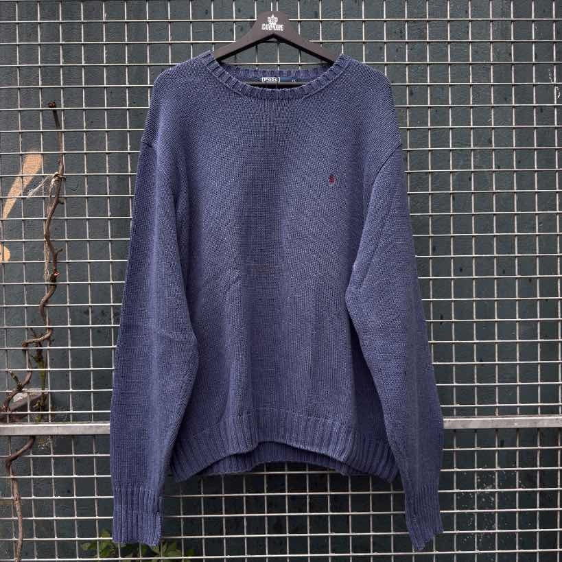 Vintage 90's Polo by Ralph Lauren Knit Sweatshirt Blue (XL)