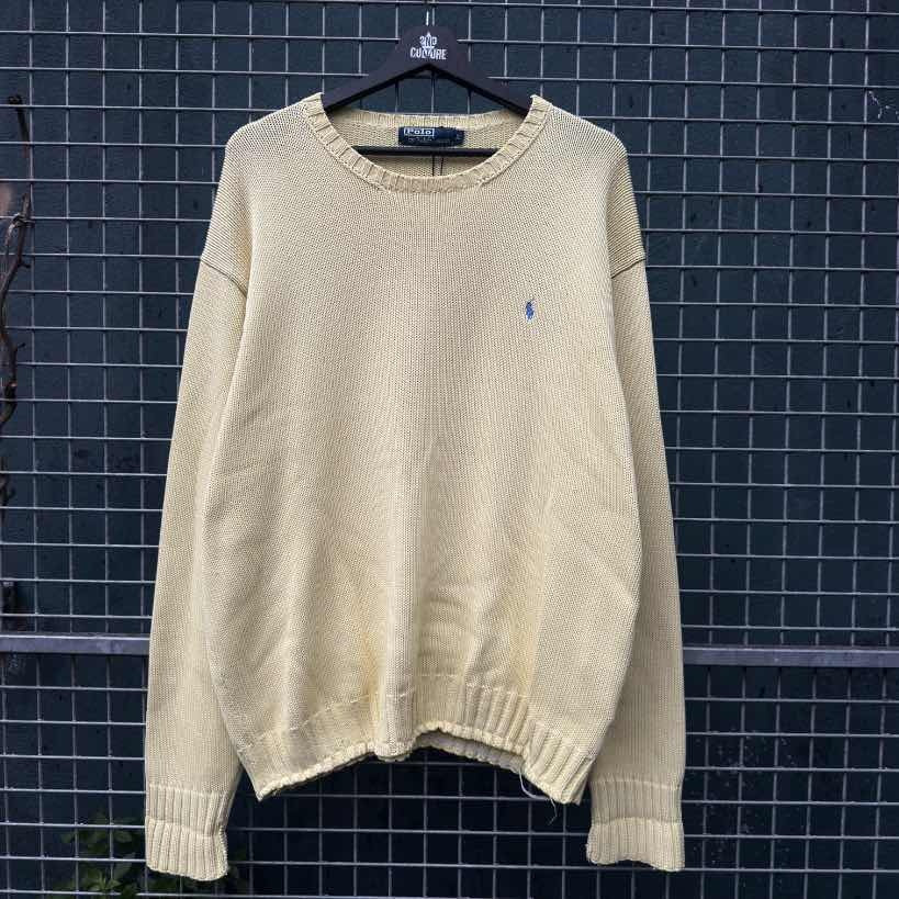 Vintage 90's Polo by Ralph Lauren Knit Sweatshirt Yellow (XL)