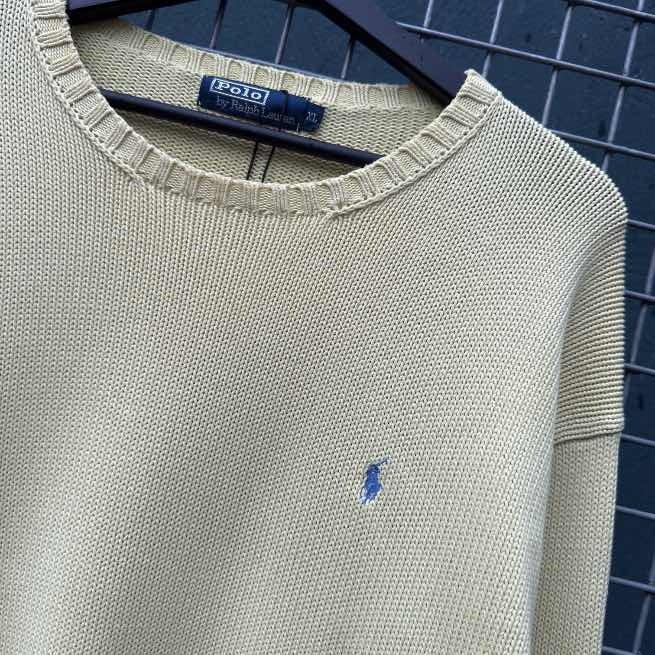 Vintage 90's Polo by Ralph Lauren Knit Sweatshirt Yellow (XL)