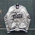 Patta x Mitchell Ness Classic Satin Bomber Silver Jacket (M)