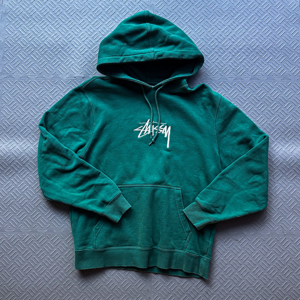 Stussy Stock Logo Embroidered Hoodie Green (S)