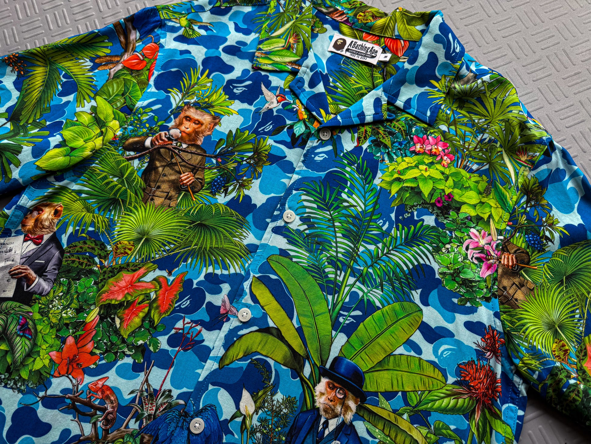 Bape x Monkey 47 Button Up Shirt Blue (L)