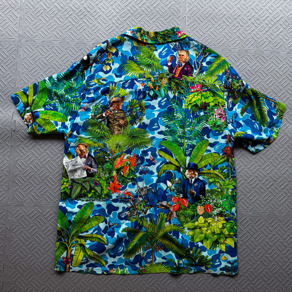 Bape x Monkey 47 Button Up Shirt Blue (L)