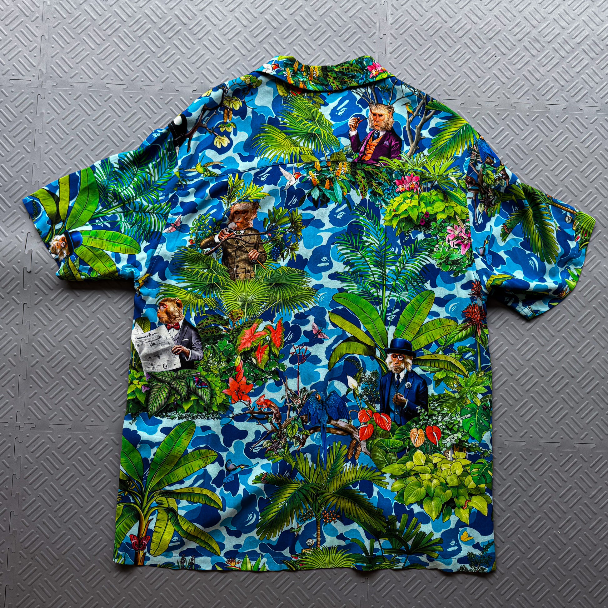 Bape x Monkey 47 Button Up Shirt Blue (L)