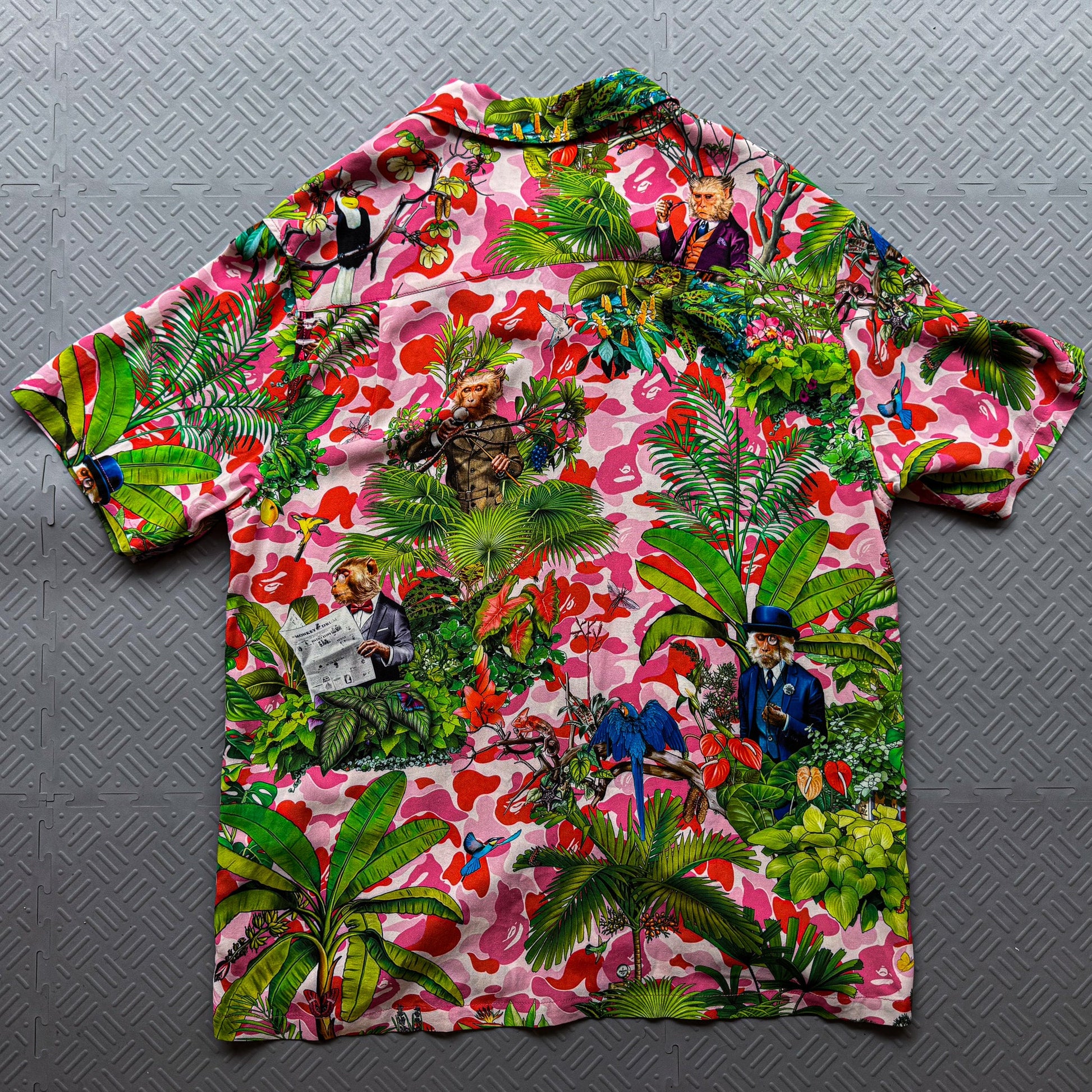 Bape x Monkey 47 Button Up Shirt Pink (L)
